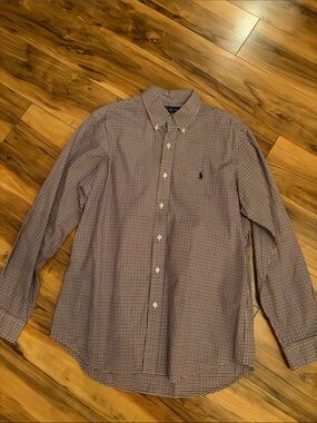 Ralph Lauren Red Navy and White Micro-Check Button-Down Shirt